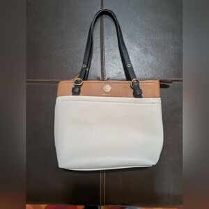 Anne Klein Tan and White Shoulder Bag